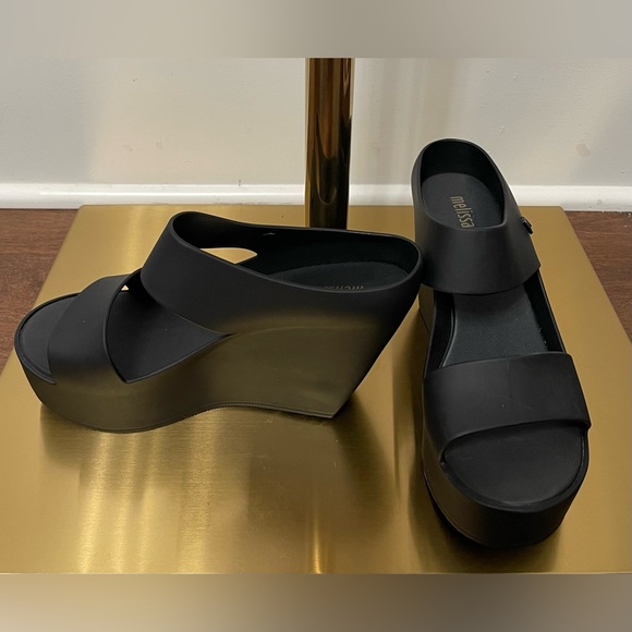 Melissa Shoes - Melissa Creatives PVC Black Wedge Sandals Size 5